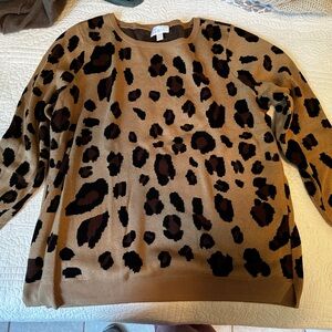 Belle by Kim Gravel Tan and Black Leopard Print Sweater
